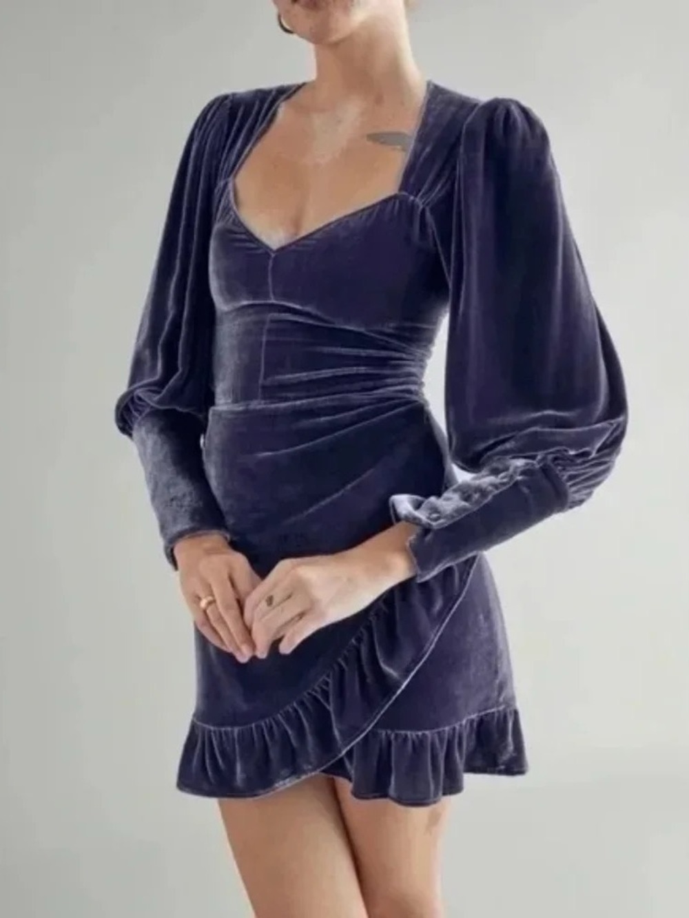 Reformation Fortune Blue Velvet Silk Mini Dress Plus Size Extended Size 16